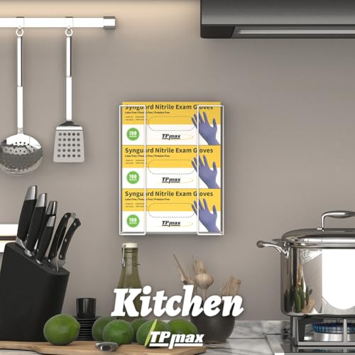 l size gloves box holder glovesbox wire rack dispenser for glovestissues paper towels organizer - mounting accessories included - holds 3 boxes - perfect for lab food service and home