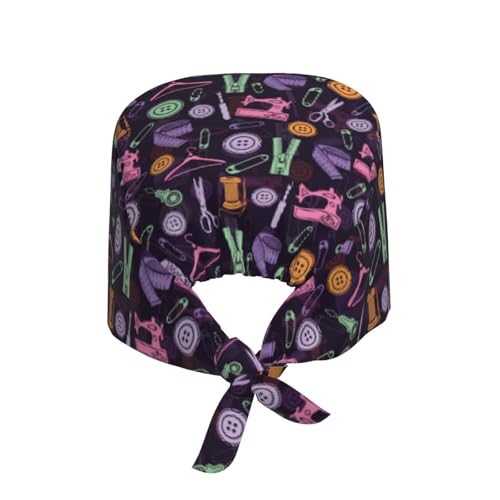 Image of Working Cap Scrub Cap with Sweatband Adjustable Unisex Women Tie Back Hat Nurse Surgical Caps