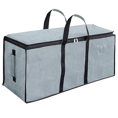 Image of Storite Multi-Purpose Heavy Duty Moisture Proof 81 Litres Canvas Super-Size Jumbo Underbed Storage Bag /Toys /Blankets /Stationery Paper /Clothes Storage Bag (87x36x26 cm) (Light Grey)