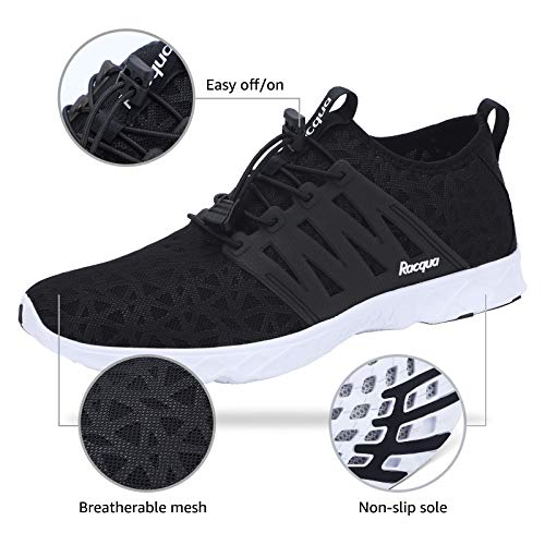 Racqua Mens Womens Beach Swimming Pool Water Shoes Lightweight Quick Drying Aqua Shoes Athletic Sport Walking Shoes Black 9 Women/8 Men #TOP5