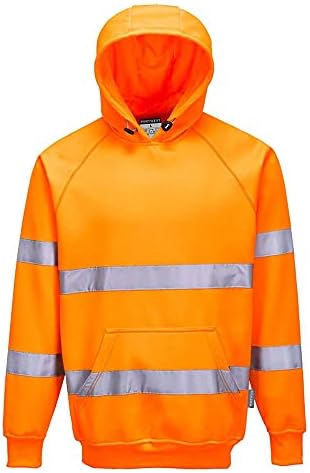Portwest Hi-Vis Hooded Sweatshirt, Size: L, Colour: Orange, B304ORRL