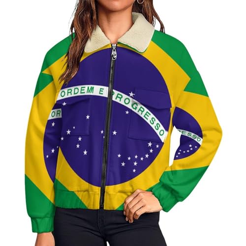 Veste polaire Brésil femme chaude en sherpa pour contrer le froid de l'hiver