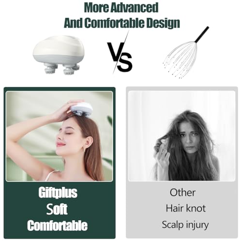 GiftPlus Massageador elétrico de couro cabeludo – Massageador de cabeça multifuncional à prova d'ág