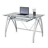 Realspace Vista 48'W Glass Computer Desk, Silver