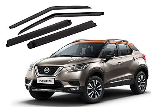 Image of CAR SAAZ Unbreakable Door Visor /Rain Visor /Wind Deflector Compatible with Kicks (Set of 4Pcs)