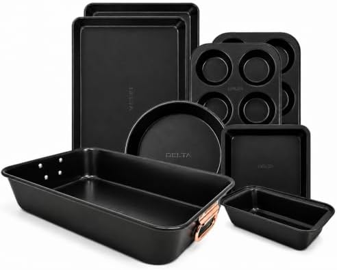 Stackable Nonstick Bakeware Set, 8 Piece Baking Pan Set, Oven Saf...