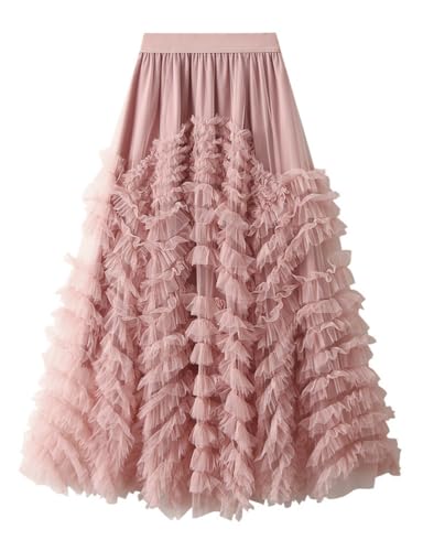 Mesh Pleated Skirts for Women Trendy High Waisted A Line