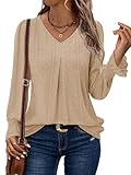 KISSMODA Long Sleeve Shirts For Women Fall Fashion 2025 Trendy Mesh Long Sleeve Tops Trendy Fall Outfits Blusas De Mujer De Moda En Oferta Mesh Top Puff Sleeve Blouse Apricot colored L