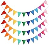 AULEGE 4 Strings 48PCS Rainbow Pennant Banner Flags- Colorful Triangle Felt Banner Kit with 8.2ft Ribbon-Vibrant Party Decorations for Weddings/Birthdays/Christmas/Festive Events(Rainbow Colors)