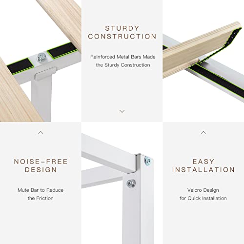 Ikalido Queen Size Metal Canopy Bed Frame, Modern Four-Poster Platform Bed Frame, Mattress Foundation With Wood Slat Support/ Under-Bed Storage Space/ No Box Spring Needed/ White #TOP4