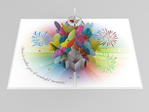 Dessie 3D Pop-Up Birthday Card – Musical Card with Blowable LED Light and Fireworks | Perfect Happy Birthday Gift for Men, Women, and Kids