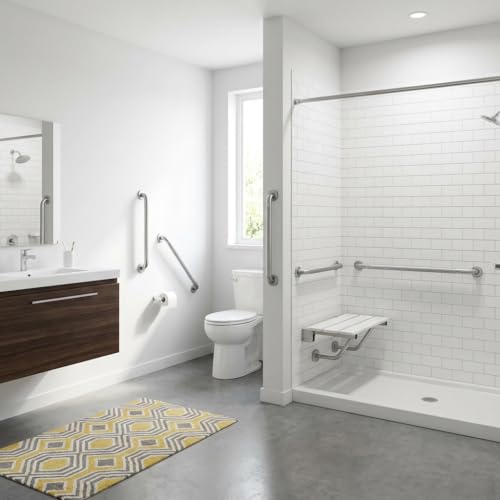 Barres d'appui de douche 61 cm main courante wc inox antidérapant - 8