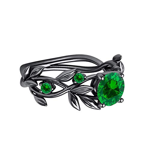 Gold & Diamonds Jewellery 2ctw Green Emerald Leaves Wedding Band Ring 14k Gold Over Sterling Silver For Womens.2
