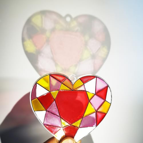 Ayhuhra 28 Sets Valentine's Suncatcher Craft Kit DIY Window Paint Art Suncatchers Heart Sun Catchers for Valentine's Day Art Craft Mother's Day Party Favors Gift Exchange