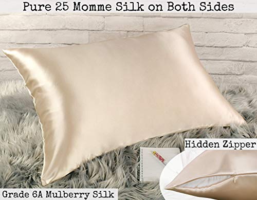 Celestial Silk 100% Silk Pillowcase For Hair Zippered Luxury 25 Momme Mulberry Silk Pillow Slip (King, Taupe) #TOP2