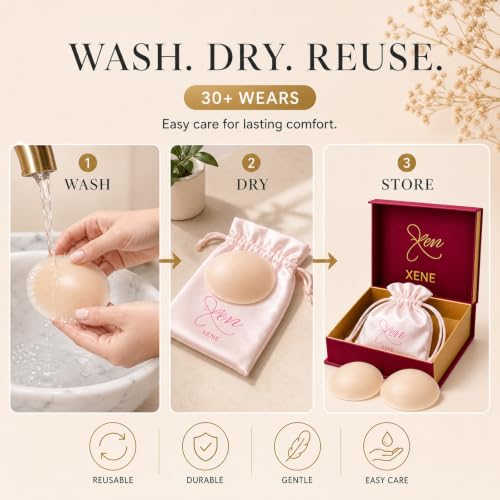 XENE Invisible Silicone Nipple Covers for Women Reusable No Show Adhesive — view 5