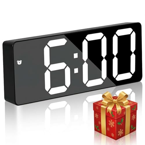 YYCLIPY Digital Alarm Clock LED Clock Travel Alarm Clocks Silent No Ticking USB Mains Powered/Battery Powered Crescendo Alarm with Snooze for Home, Office Adjustable, White Display