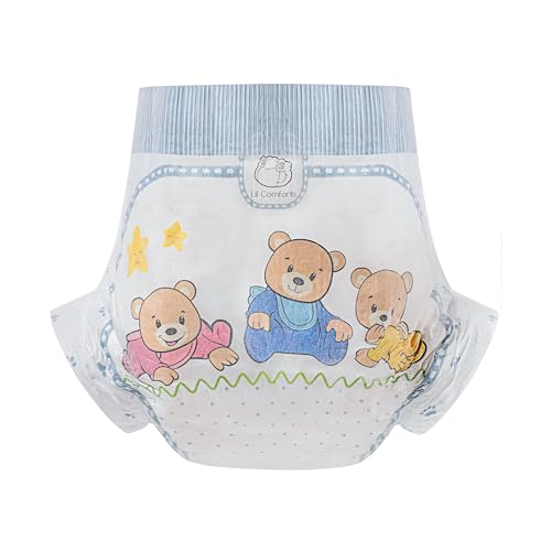 Lil Comforts Adult Diapers for Men and Women, Day and Night Diapers for Adults, Comfortable and Secure Fit (Medium)