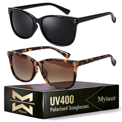 Image of Myiaur 2 Pack Polarised Sunglasses for Women Oversized UV400 Protection