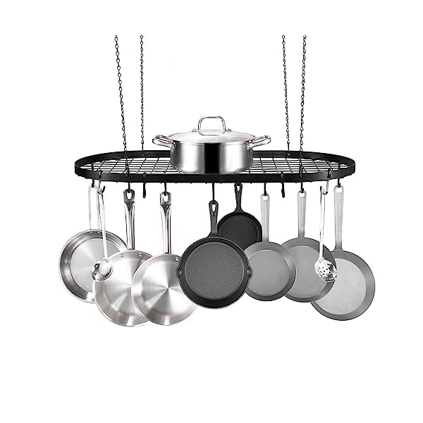 VEVOR Hanging Pot Rack, 32 inch Hanging Pot Rack Ceiling Mount, Ceiling Pot Rack with 12 S Hooks, 80 lbs Loading Weight, Ideal for Home, Restaurant, Kitchen Cookware, Utensils