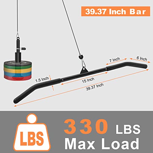 SERTT 39.37 Inch LAT Pulldown Bar Attachment for Pulley Cable Machine, Curl Tricep Press Down Bar with Rubber Handle, LAT Pull Down Bar Accessories for Gym, Strength Workout, Muscle Building - Thumbnail 4
