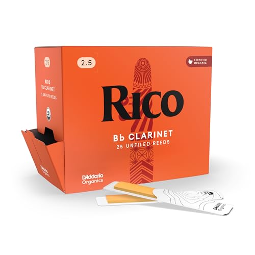 Image of Rico Organic Bb Clarinet Reeds, Strength 2.5, 25 Pack | Rico Organic Bb Clarinet Reeds provide consistent response, easy playability, warm tone, and reliable performance.