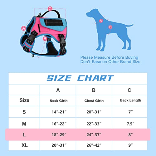 Wingoin Upgraded Tactical Dog Harness No Pull For Large Dogs, Adjustable Dog Vest Tactical Harness With Handle And 2 Pockets, Reflective Dog Vest Harness For Training Walking Hiking (Pink,L) #TOP1