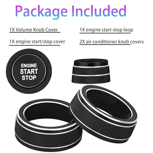 Image of for Toyota RAV4 /RAV4 Hybrid 2023 2024 2025 air Conditioning knob Cover, Start Button Cover Decorative Ring, Volume, Aluminum Alloy Decoration (RAV4, Black)