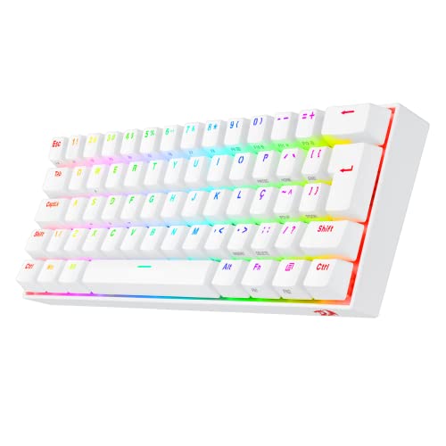 Redragon TECLADO MECANICO GAMER DRACONIC PRO RGB BRANCO SWITCH AZUL ABNT2