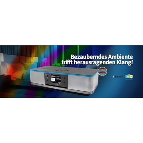 Soundmaster Highline ICD2023SW Stereoanlage Internetradio WLAN 2,4/5 GHz LED Ambientebeleuchung DAB+ Bluetooth CD-Player USB MP3 APP Farbdisplay Wecker – Bild 6