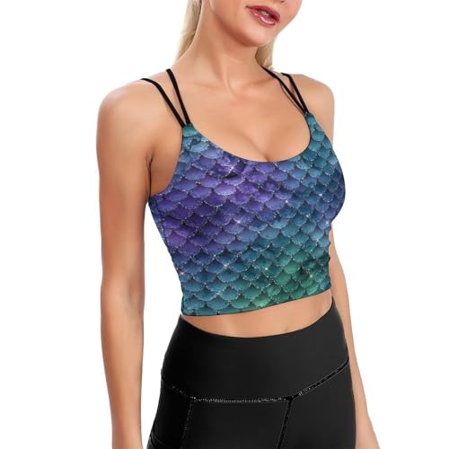 U-Shaped Back Tank Tops, Padded Tops for Gym Exercis, Sparkling