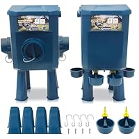Kit Hühner-Futterautomat & Tränke 12KG/11L – Schädlingssicher, Automatikventil, Anti-Cyanobakterien, Ideal für Mikro-Farmen & Hobbybetriebe, Lange Autonomie, Weniger Nachfüllungen, Robuste