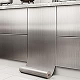 Cohoo Home Stainless Steel Contact Paper Peel and Stick Silver Stainless Steel Wallpaper for Metallic Fridge Appliances Vinyl Wrap Self Adhesive Wallpaper Kitchen Dishwasher Cover 17.7inW 78.7inL