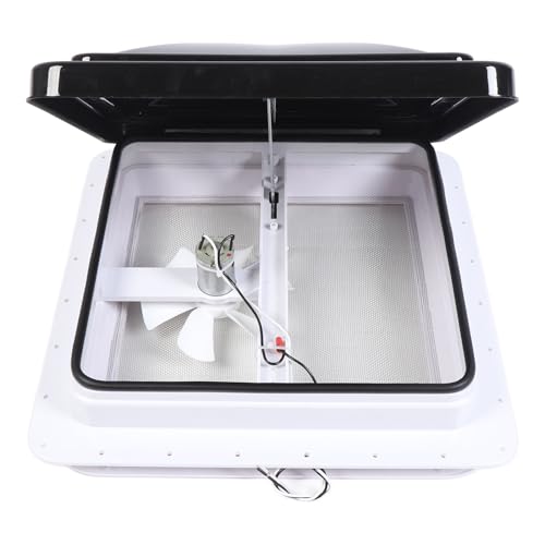 Eujgoov Ventilador de Techo para Vehículos Recreativos, 12 V, con Mosquitera de Acero Inoxidable, Ventilador Reversible de 6 Pulgadas para Remolques, Autocaravanas, Autobuses, Yates, Apertura de 14