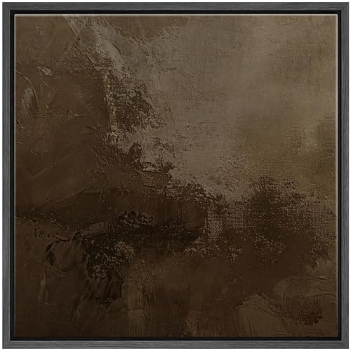 SIGNFORD Framed Canvas Print Wall Art Textured Brown Abstract Rustic