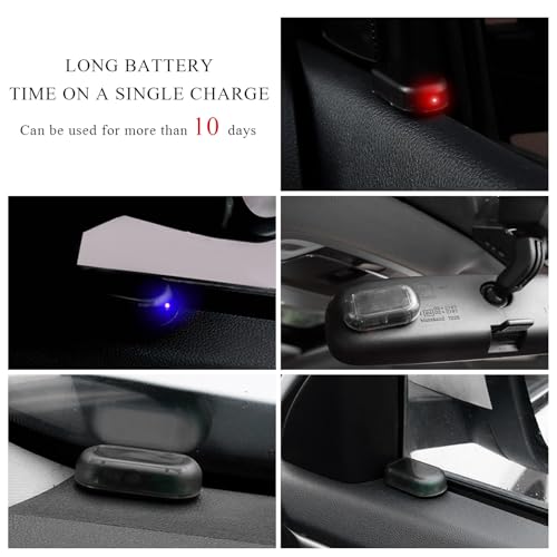 Image of Wevdn 2PCS Car Solar Power Simulated Dummy Alarm, Anti-Theft Solar LED Warning Light with USB Charger Port, Vehicle Simulated Flashing Security Fake Lamp Alarm Device, Car Accessories (Red+Blue)