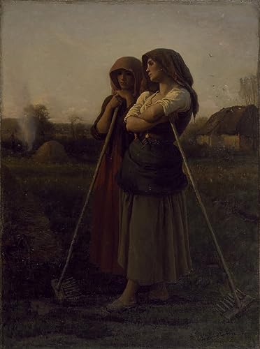 Cuadro de lienzo de Jules Breton El fin del día para decoración de pared en dormitorio, 60x90cm