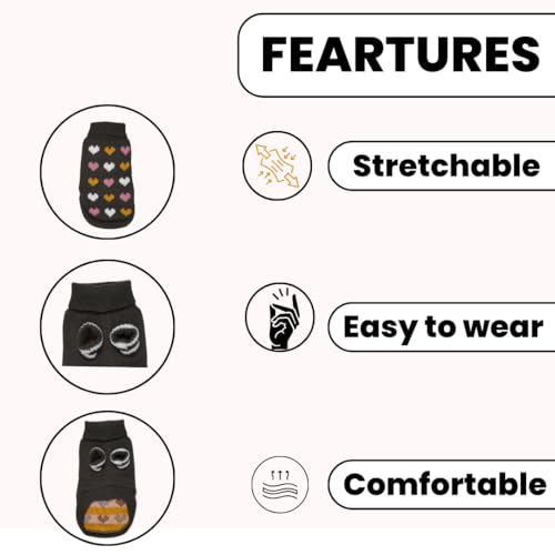 Image of Lulala Turtleneck Dog Sweater - Winter Coat Apparel Classic Cable Knit Clothes with Leash Hole for Cold Weather, Ideal Gift for Pet in New Year (Black, 8 Inch)