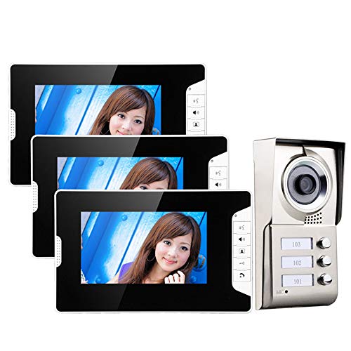 7Inch TFT 3 Apartments Video-Türsprechanlage Intercom-System IR-Cut HD 1000TVL-Kamera-Türklingel-Kamera Mit 3-Taste 3 Monitor Wasserdicht