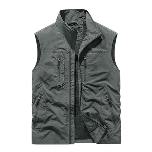 Chaleco de verano para hombre GaoLeAve liso en color gris talla L