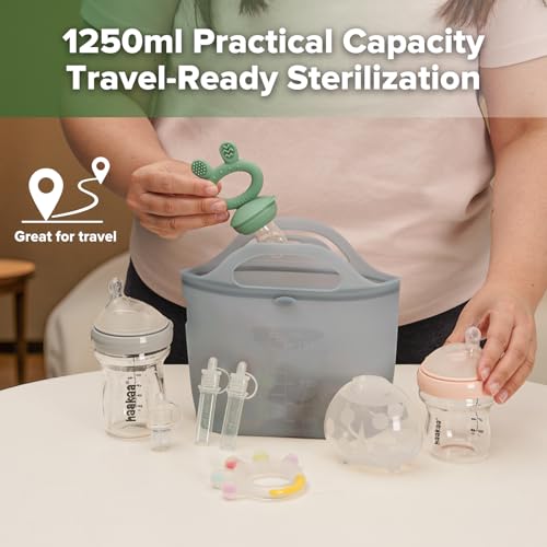 image for Haakaa On-The-Go Silicone Microwave Steam Sterilizer Bags for Travel, 