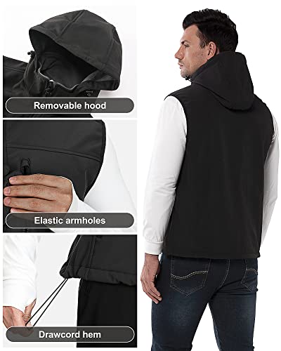 33,000Ft 3JL009 Men'S Lightweight Softshell Vest Hooded Outerwear Zip Up Fleece Lined Windproof Sleeveless Jacket thumb #1
