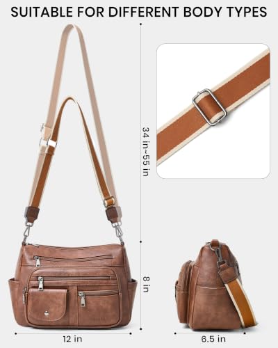 Image of Bluome Vegan Leather Crossbody Purse for women Multi Pocket Crossbody Bag Messenger Bag Travel Purse Handbag Shoulder