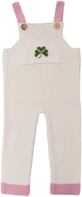 SAOL Baby Knitted Button-Patterned Straps Overalls Romper Shamrock Toddler Little Infant Baby Gift