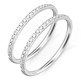 ZOOROO 2-Pack 14K Gold Plated Stacking Rings for Oura Ring Gen 4/4 Ceramic, Oura Ring Gen 3 Horizon/Heritage, Cubic Zirconia Simulated Diamond Oura Stack Rings for Women