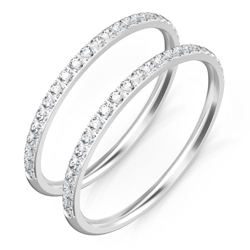 ZOOROO 2-Stück 14K Goldlegierung Stack Ringe für Oura Ring 5/Gen 4/4 Keramik/Gen 3 RingConn Gen 3/Gen 2 Air/Samsung Galaxy Ring/Ultrahuman Zirkonia Simulierte Diamant Ringe Stacking für Frauen