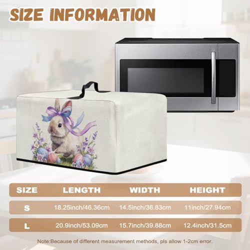 Image of Microwave Oven Cover Easter Decor Kitchen Appliance Protector Air Fryer Toaster Oven Cover Kitchen Baking Accessories, L, Rabbit Easter Eggs Flower Cream White