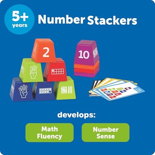 Learning Resources Number Stackers - Math Manipulatives, Addition and Subtraction Flash Cards, Counting Activities, Montessori, Fine Motor Skills, Problem Solving, Classroom Must Haves, Gifts for Kids — view 8