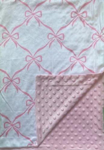 Image of Baby Blanket for Boys Girls Super Soft Double Layer Minky with Dotted Backing Cute Cow Crib Receiving Blanket Bed Throws for Newborns Nursery Stroller Toddler 30 x 40 Inch (Pink Bow)