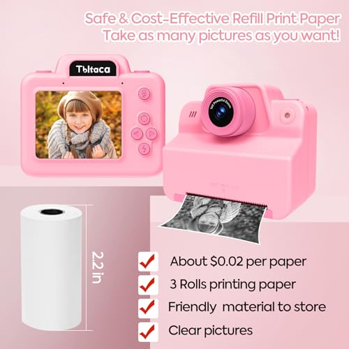 Image of Kids Camera Instant Print Camera for Kids, Toddler Instant Camera for 3 4 5 6 7 8 9 10 Year Old Girls Christmas Birthday Gifts, Portable Kid Child Digital Travel Camera Toy for Girl Boy Age 3-12